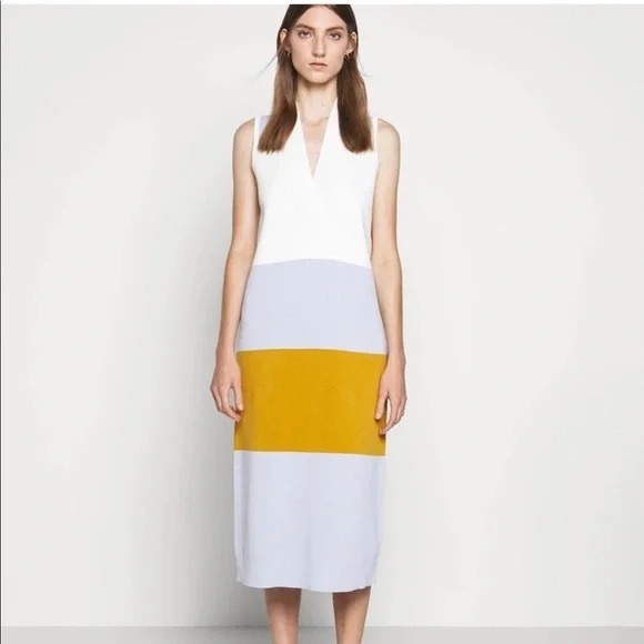 J. Crew Dresses & Skirts - J. Crew Sleeveless Midi Dress - White, Mustard, Light Blue Size Large
